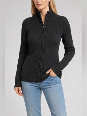 Eddie Bauer Women’s Classic Graphite Zip-Up Sweater cardigan